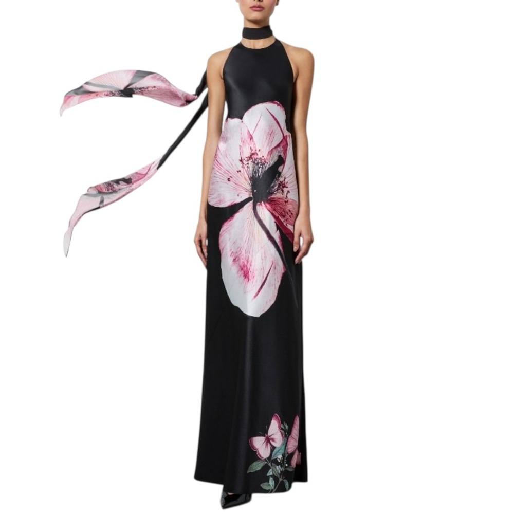 NWT Alice + Olivia Montana Tie Back Gown Maxi Dress Size 4 - Picture 1 of 10